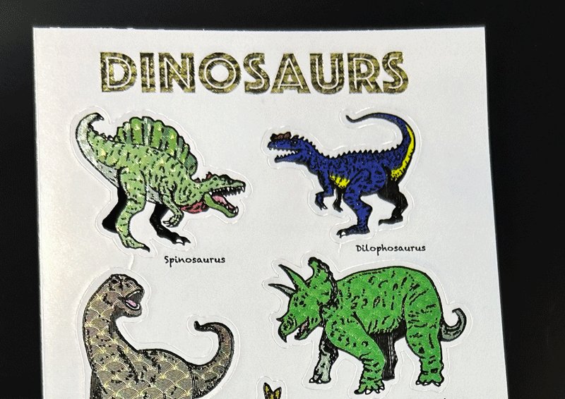 擬似ホロで角度に合わせて光る恐竜シール